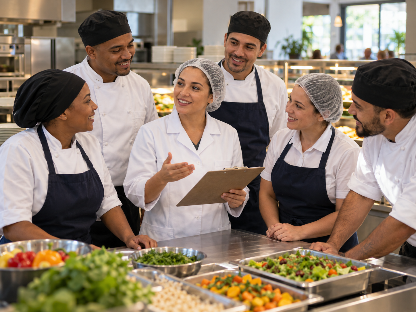 Equipe de alimentação corporativa em colaboração